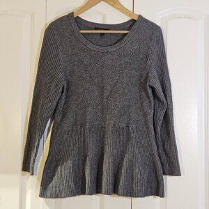 Lane Bryant Sweater Size 18 20 Gray Ribbed Peplum Cozy Winter Chic Minimalist